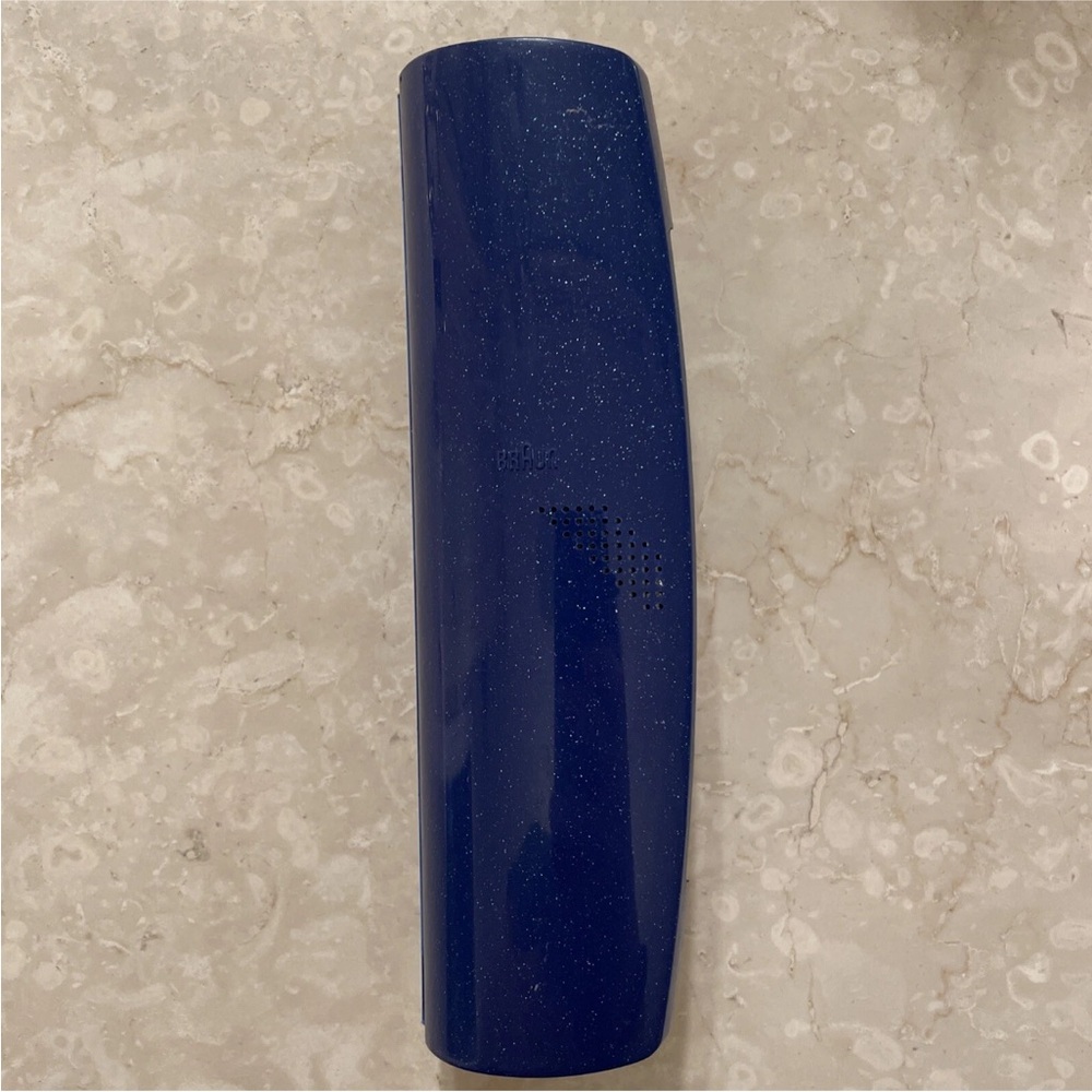 BRAUN ELECTRIC TOOTHBRUSH HOLDER Blue PLASTIC HOLDS HANDLE & BRUSH EMPTY Vented
